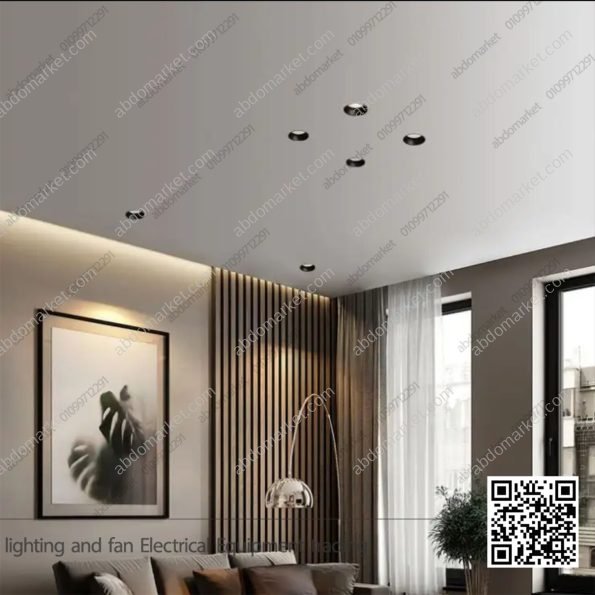 سبوت لايت فرملس فارغ مدور اسود مط
