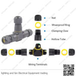 وصلة كابل كونكتور T ثلاثية ip68 لكشافات اوت دور