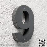 أرقام فيلات 23 سم معدن أسود (رقم 9)