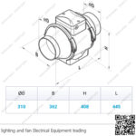 شفاط سقف مركزي 12 بوصة اوكراني VENTS TT PRO 315