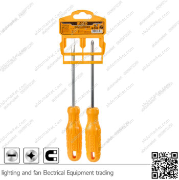 طقم مفك انكو 2 قطعة صليبة وعادة يد بلاستك INGCO