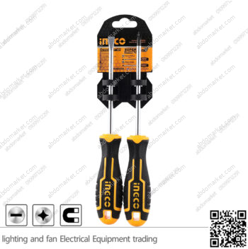 طقم مفك انكو 2 قطعة صليبة وعادة يد كاوتش INGCO