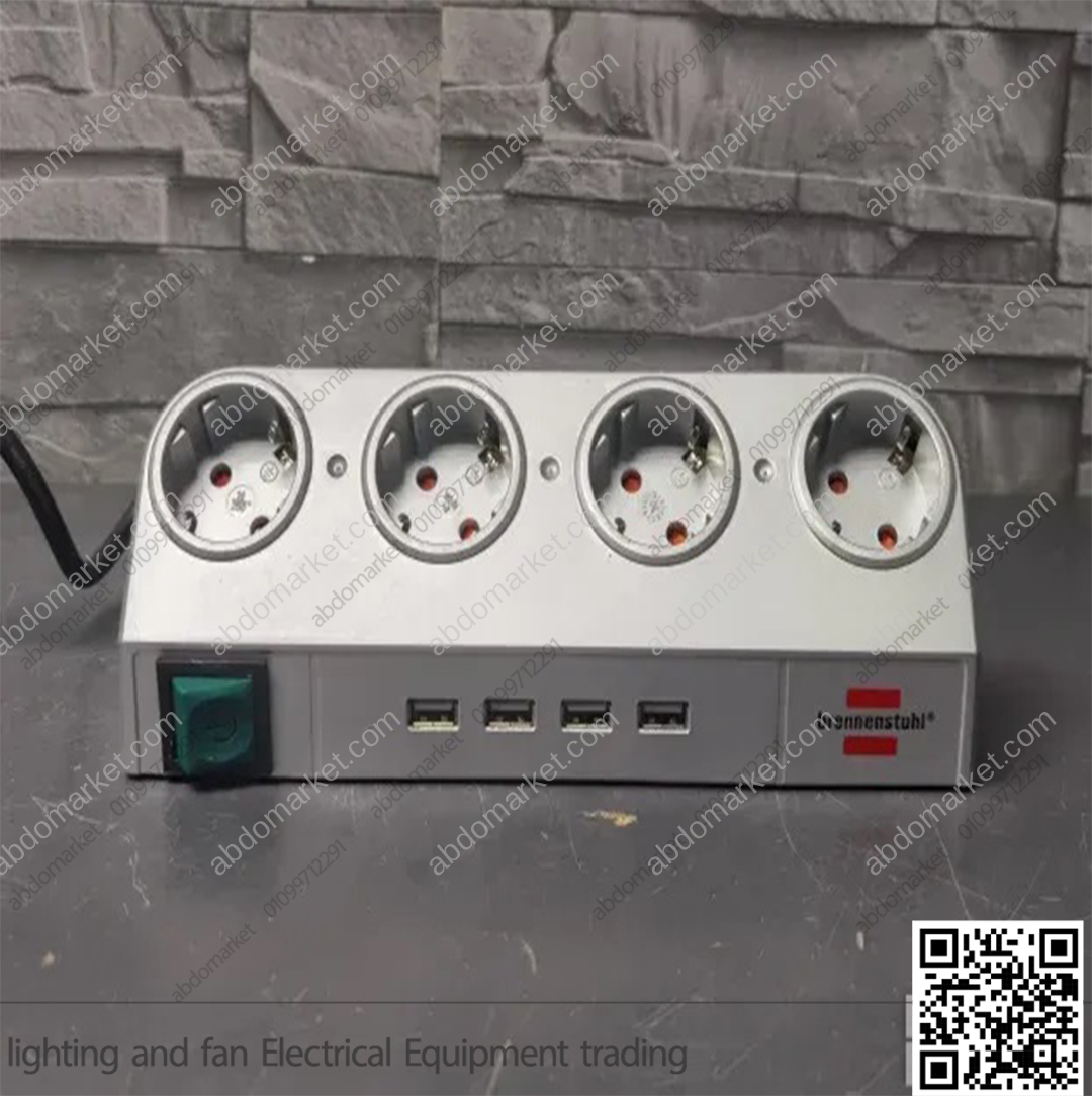 مشترك كهرباء مكتب 4 عين مع 4 منافذ USB بريميوم لاين ألماني مشترك كهرباء مكتب 4 عين مع 4 منافذ USB بريميوم لاين ألماني