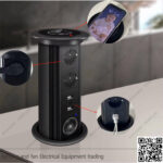 مشترك كهرباء للمكاتب اسود مخفي 2 عين مع شاحن وايرلس وسبيكر