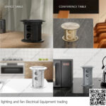 مشترك كهرباء للمكاتب اسود مخفي 2 عين مع شاحن وايرلس وسبيكر