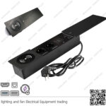 مشترك كهرباء للمكاتب مخفي اسود مستطيل 2 عين مع شاحن وايرلس ومدخل HDMI