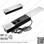 مشترك كهرباء للمكاتب مخفي فضي مستطيل 2 عين مع شاحن وايرلس ومدخل HDMI