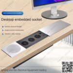 مشترك كهرباء للمكاتب مخفي فضي مستطيل 2 عين مع شاحن وايرلس ومدخل HDMI