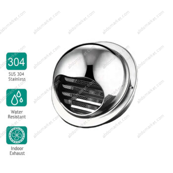 جريلة مدورة ستانلس ستيل 5 بوصة بشبكة جريلة هواية ستانلس 5 بوصة مع شبك حماية غطاء فتحة تهوية معدن ستانلس ستيل 5 بوصة مخرج تهوية شفاط وسخان غاز ستانلس 5 بوصة Stainless Steel Wall Air Vent Ducting Cover 5 inch